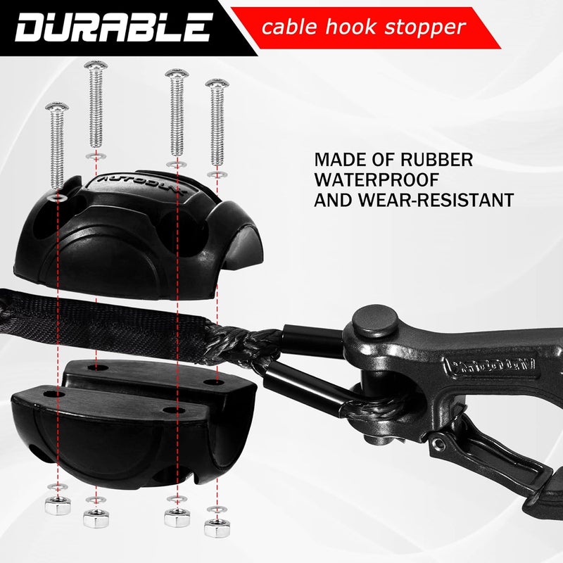 AUTODUNK Synthetic Winch Rope - 1/4" x 50ft 10,000LBS Winch Line with 6" Fairlead, Forged Winch Hook and Rubber Stopper, Protective Sleeve Synthetic Winch Cable for 4WD ATV UTV Offroad Vehicles Black - Image 5